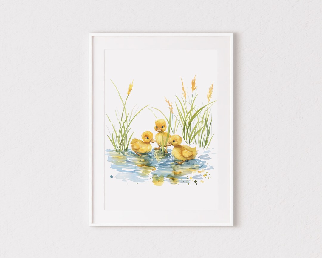 Cute Yellow Duck Print, Duck, Puddle, Pond, Ducks, Yellow Duck, Bedroom