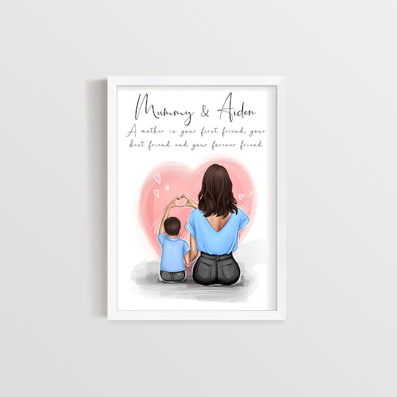 Personalised Mother and Son Print, Mother, Son, Gift, Mummy, Mum, Mom,  Birthday, Mothers Day 