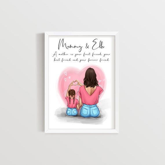 Personalised Mother and Daughter Print, Birthday Gift for Mum
