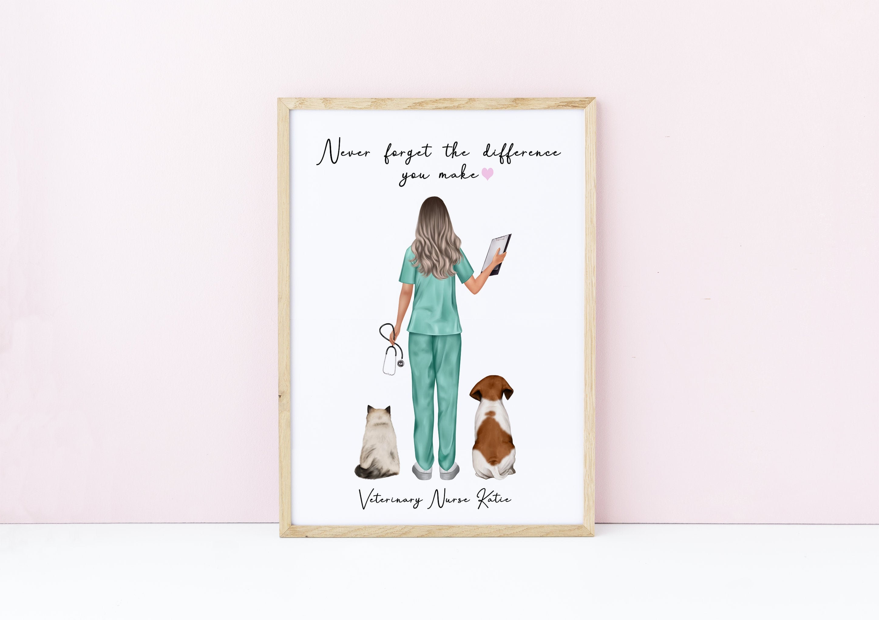 Personalised Vet Print Female Nurse Veterinary Nurse Etsy