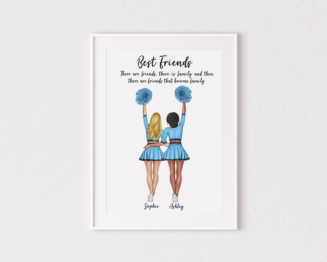 Personalised Cheerleader Best Friends Print, Cheerleading, Cheer Squad