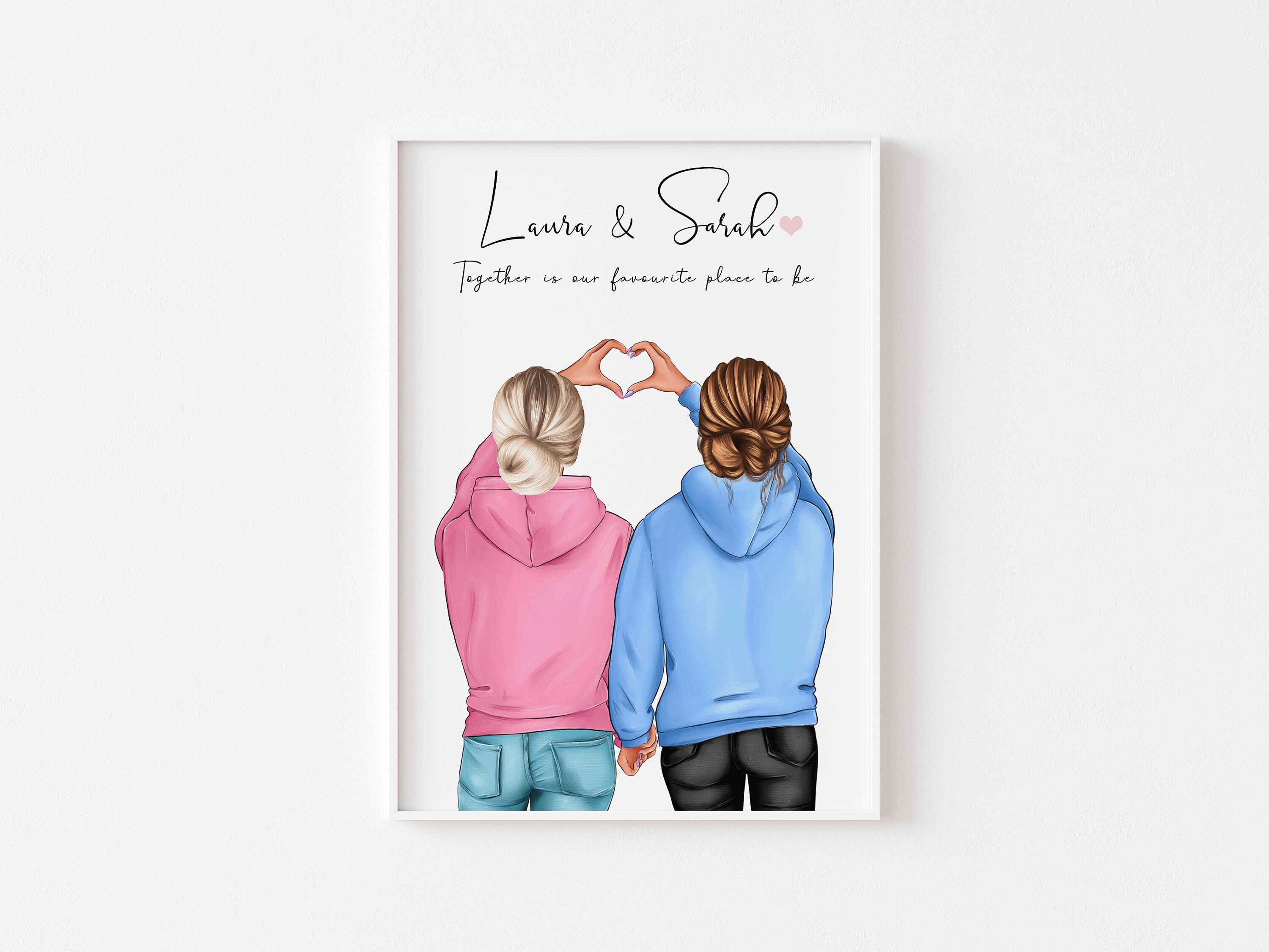 A4 Personalised Same Sex Women Couple Print Girlfriend Gifts
