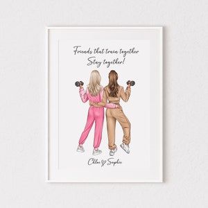Impression personnalisée des meilleurs amis de gym, cadeau, bestie, filles, copains de gym, entraînement, cadeau, BFF, amis, soeurs, anniversaire