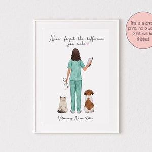 Digitaler personalisierter Vet Druck, weiblich, Krankenschwester, Tierarzthelferin, Tiere, Haustiere, Tierliebhaber, Doktor, Vet Tech, danke Krankenschwester, Tierarzt Geschenk