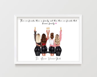 Personalised Best Friend Print, 4 Friends or 6 FriendsA4 or A5