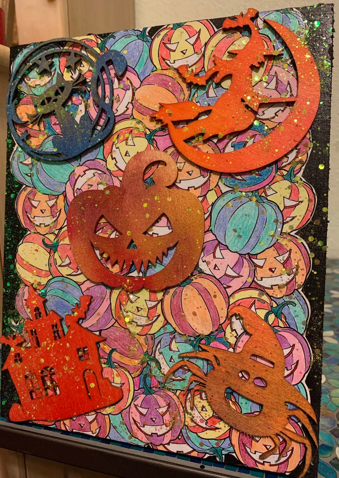Halloween 5 Mixed Media Art Handmade Decorative Wall Hanging Etsy.de