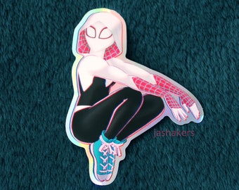 Waterproof Super Hero Spider Gwen Holographic 4" Vinyl Sticker