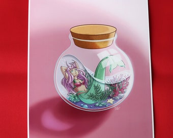 Beautiful Mermaid in a Jar Print