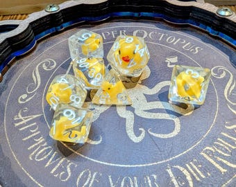 Duck Resin Dice Set, Transparent D&D Dice