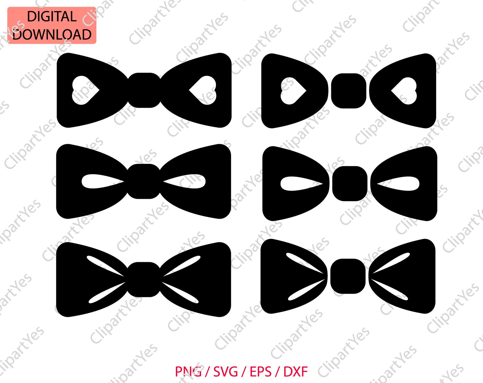 Bow tie svg files for Cricut. Set of 6. Tuxedo Suit Tie png. Etsy