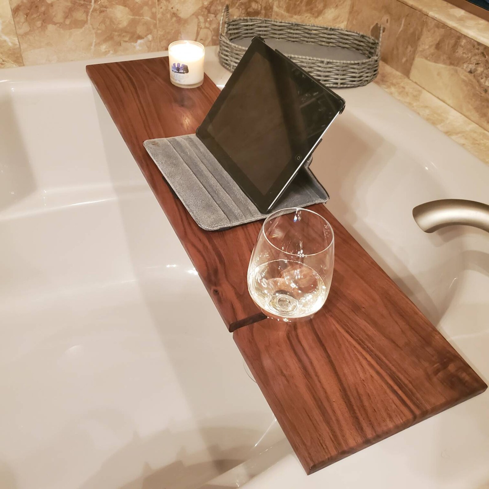 Handmade Walnut Bath Caddy Bath Decor Bath Centerpiece Etsy