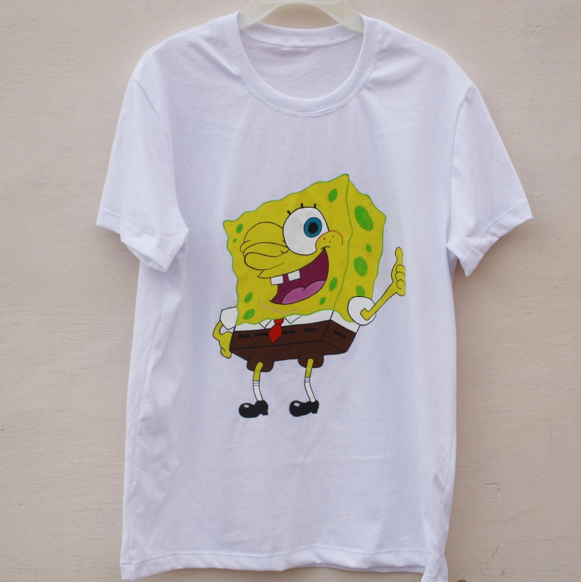 Spongebob t-shirt spongebob print hand-painted t-shirt | Etsy