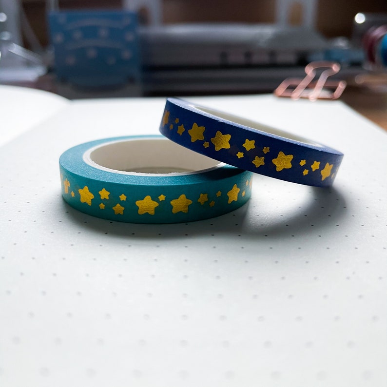 Bullet Journal Notebook Penpal Gold Foiled Star Washi Tape Kawaii Decorative Tape 8mm Tape