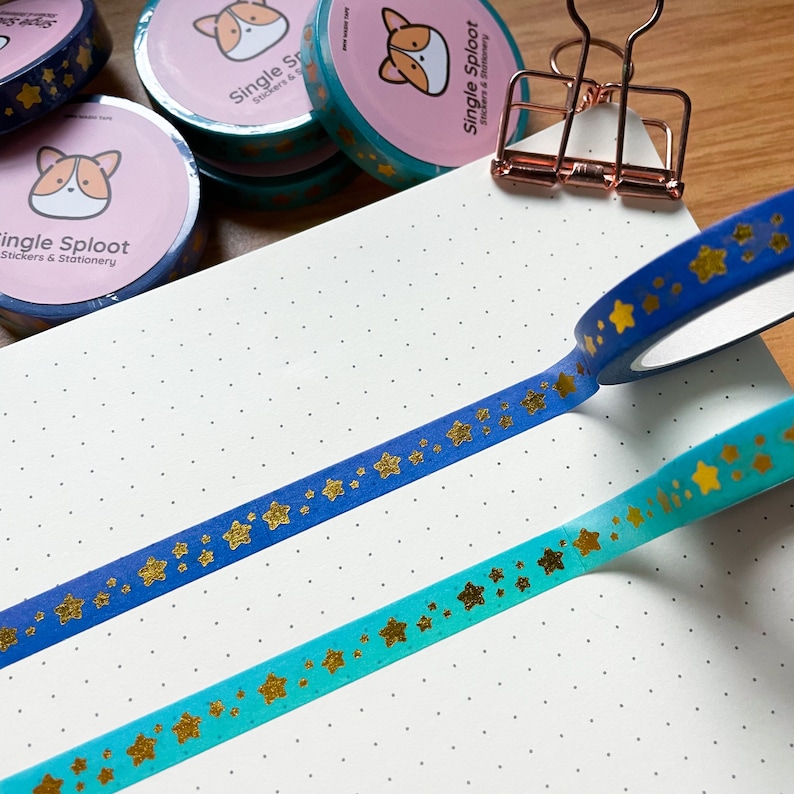 Bullet Journal Notebook Penpal Gold Foiled Star Washi Tape Kawaii Decorative Tape 8mm Tape