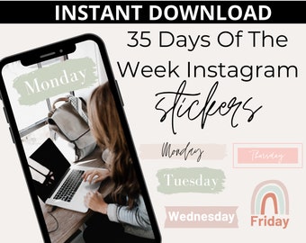 35 Days Of The Week Instagram Story Stickers | Instagram Stickers | Instagram Stickers For Stories | Stickers For Instagram Stories