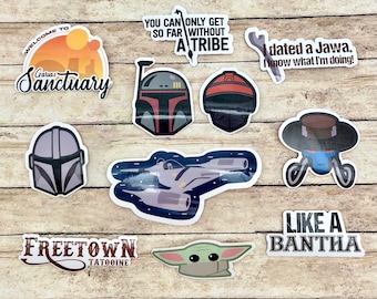 Star Wars Book of Boba Fett inspired vinyl sticker pack| Star Wars stickers| Grogu stickers