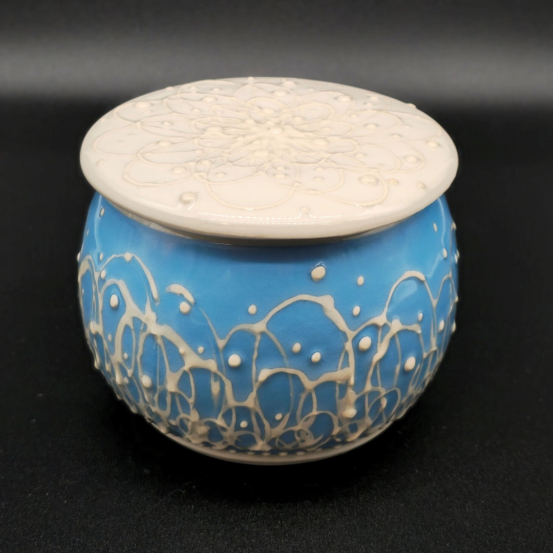 French Butter Crock Keeper Butter Bell Dish Sky Blue Large Etsy