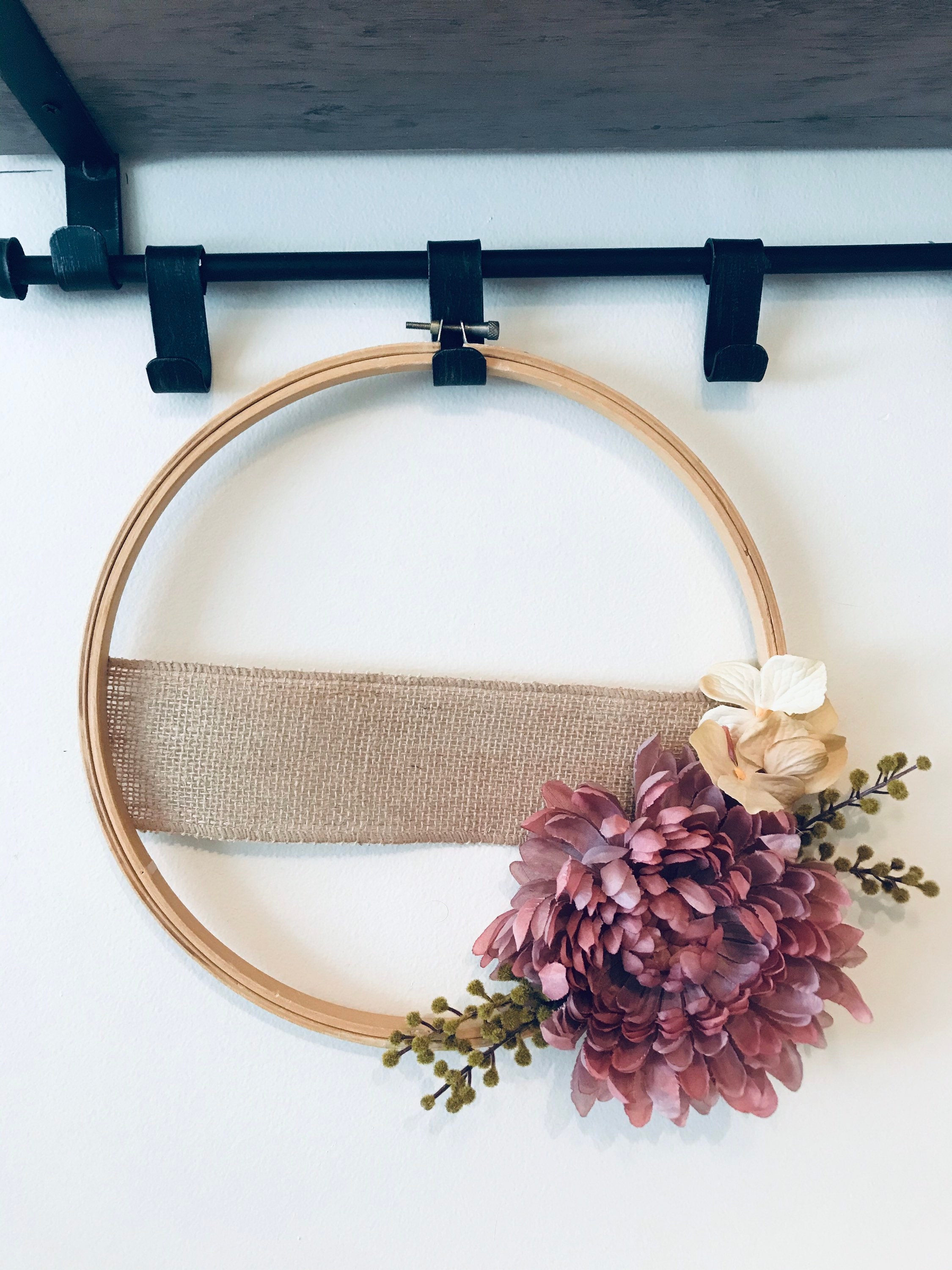 Floral embroidery hoop with burlap accent Etsy