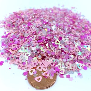 Pink Mixed w/ Shape Glitter, Solvent Resistant Heart Valentines Day Glitter Polyester Glitter Nail art glitter Tumbler glitter