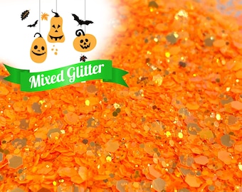 Little Pumpkin Orange Mixed Glitter, Halloween Solvent Resistant Glitter For tumblers Polyester nail art confetti for slime