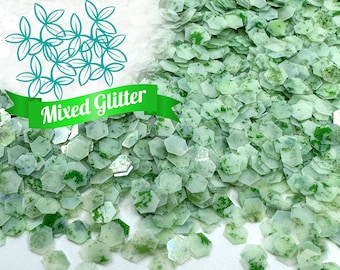 Mint Chip Glitter, Light Green with White Solvent Resistant Glitter For tumblers Polyester nail art confetti for slime