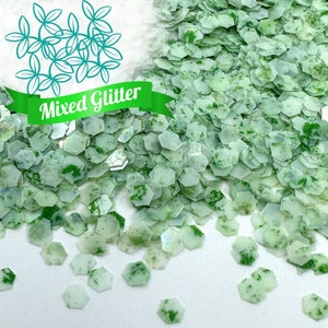 Mint Chip Glitter, Light Green with White Solvent Resistant Glitter For tumblers Polyester nail art confetti for slime