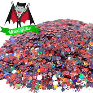 Vampire Mixed Red and Black Glitter, Solvent Resistant Valentines Day Glitter Polyester Halloween Glitter Nail art glitter Tumbler glitter