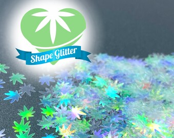 4/20 Cannabis Leaf Shape Glitter, Solvent Resistant, Hemp Pot Leaf Forest Multi Shape Glitter Sequins Rave Party Marijuana Weed Glitter