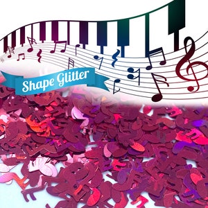 Pink Music Note Shape Glitter, Solvent Resistant, music note Solvent Resistant Glitter Polyester Glitter Nail art glitter Tumbler glitter