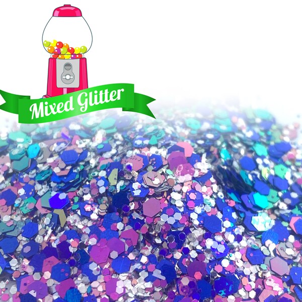 Bubble Gum Color Shifting Mixed Glitter, pink blue silver Solvent Resistant Glitter For tumblers Polyester nail art confetti for slime