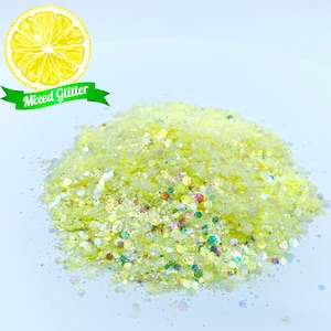 Lemon Yellow Mixed Glitter Mix, Nail Glitter, Resin For tumblers nail art crafts and is solvent resistant