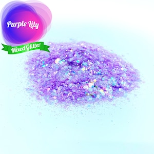 Purple Lily Mixed Glitter Mix, Nail Glitter, Resin For tumblers nail art crafts and is solvent resistant