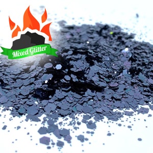 Charcoal mix glitter, Solvent Resistant Glitter For tumblers Polyester nail art confetti for slime