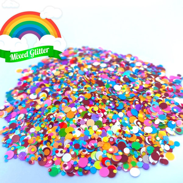 Rainbow Mixed Glitter, Colorful Dot Glitter Confetti Polyester Glitter Nail art glitter Tumbler glitter