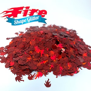 Red Shiny Fire Flame Shape Glitter, firefighter flame fire Solvent Resistant Glitter For tumblers Polyester nail art confetti for slime
