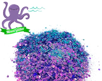 Octopus Color Shifting Mixed Glitter, Purple Pink Green Blue Solvent Resistant Glitter For tumblers Polyester nail art confetti for slime