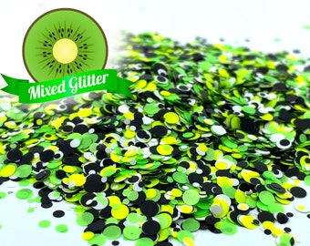 Kiwi colored Glitter, Solvent Resistant Glitter For tumblers Polyester nail art confetti for slime
