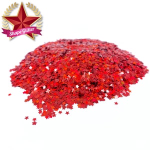 Little Red Star Shape Glitter, Solvent Resistant, For tumblers nail art crafts and is solvent resistant color shifting Glitter Confetti