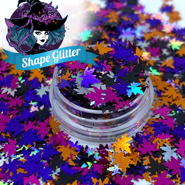 Witch Leaves Shaped Glitter, Solvent Resistant Autumn Leaves Chunky Leaves Glitter Fall Autumn Leaves Purple Orange Leaf Glitter Nail Art