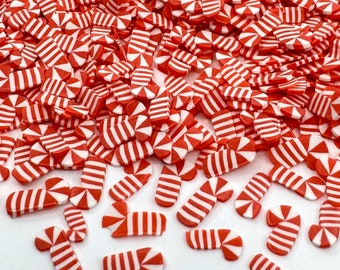 Candy Cane Shape Glitter Christmas Candy Cane Peppermint Solvent Resistant Glitter For tumblers Polyester nail art confetti for slime