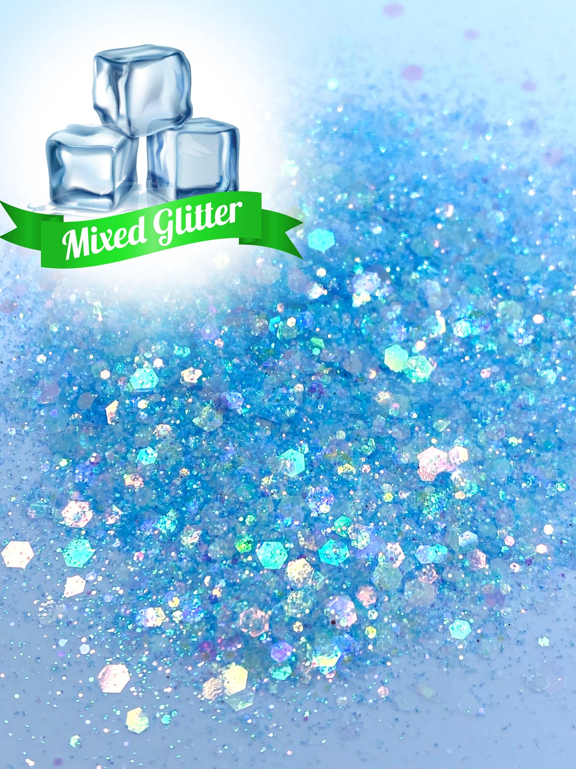 Ice Blue Mixed Glitter Mix Solvent Resistant Glitter for Etsy