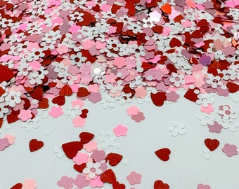 Heart and Flower Shape Glitter Solvent Resistant Valentines Day Glitter Polyester Red Glitter Nail art glitter Tumbler glitter Spring Flower