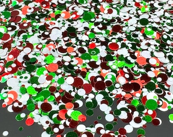Christmas Blast Dot Glitter, Solvent Resistant Glitter For tumblers Polyester nail art confetti for slime red green Christmas Eve