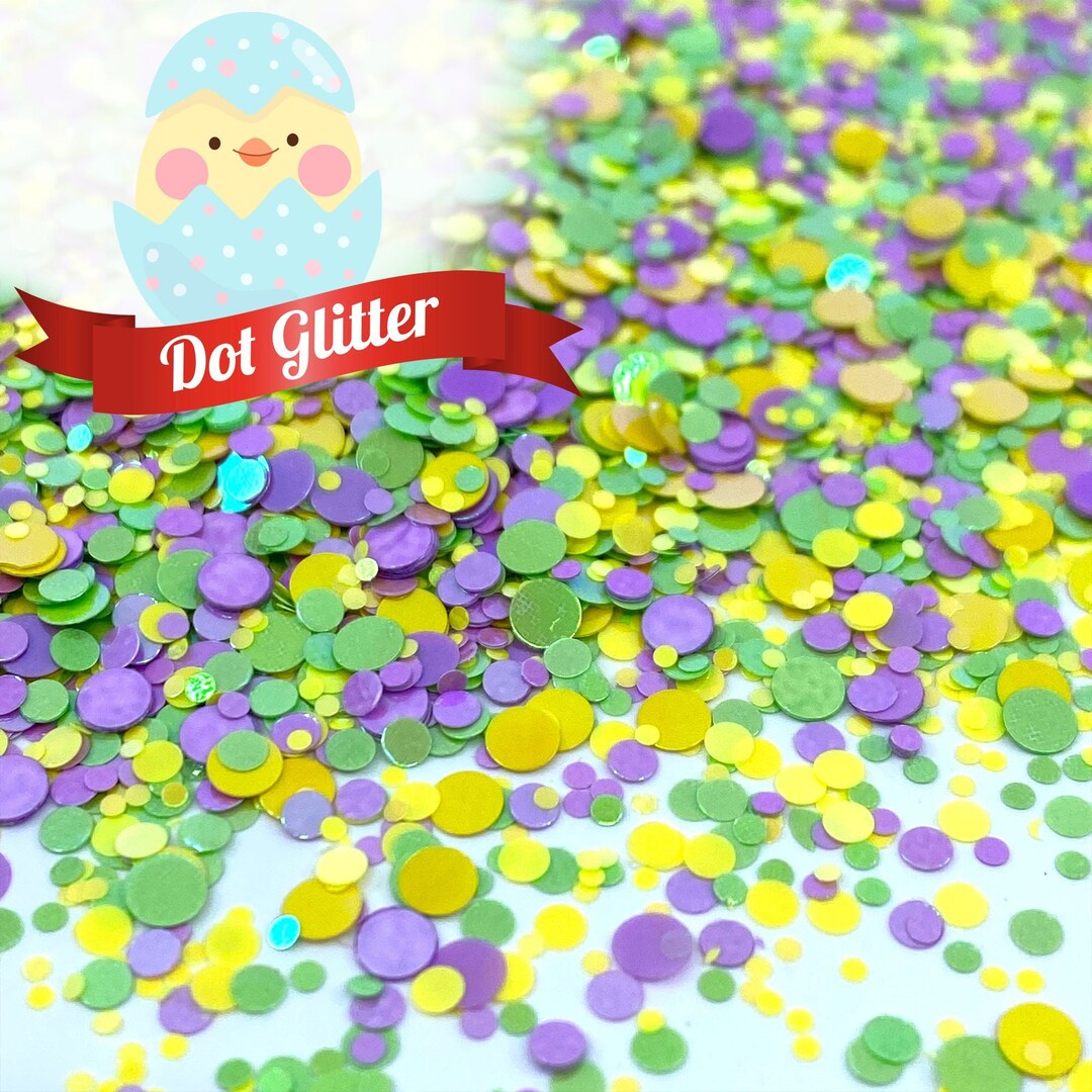 Easter Basket Dot Glitter, Green Yellow Purple Dot Glitter Confetti ...
