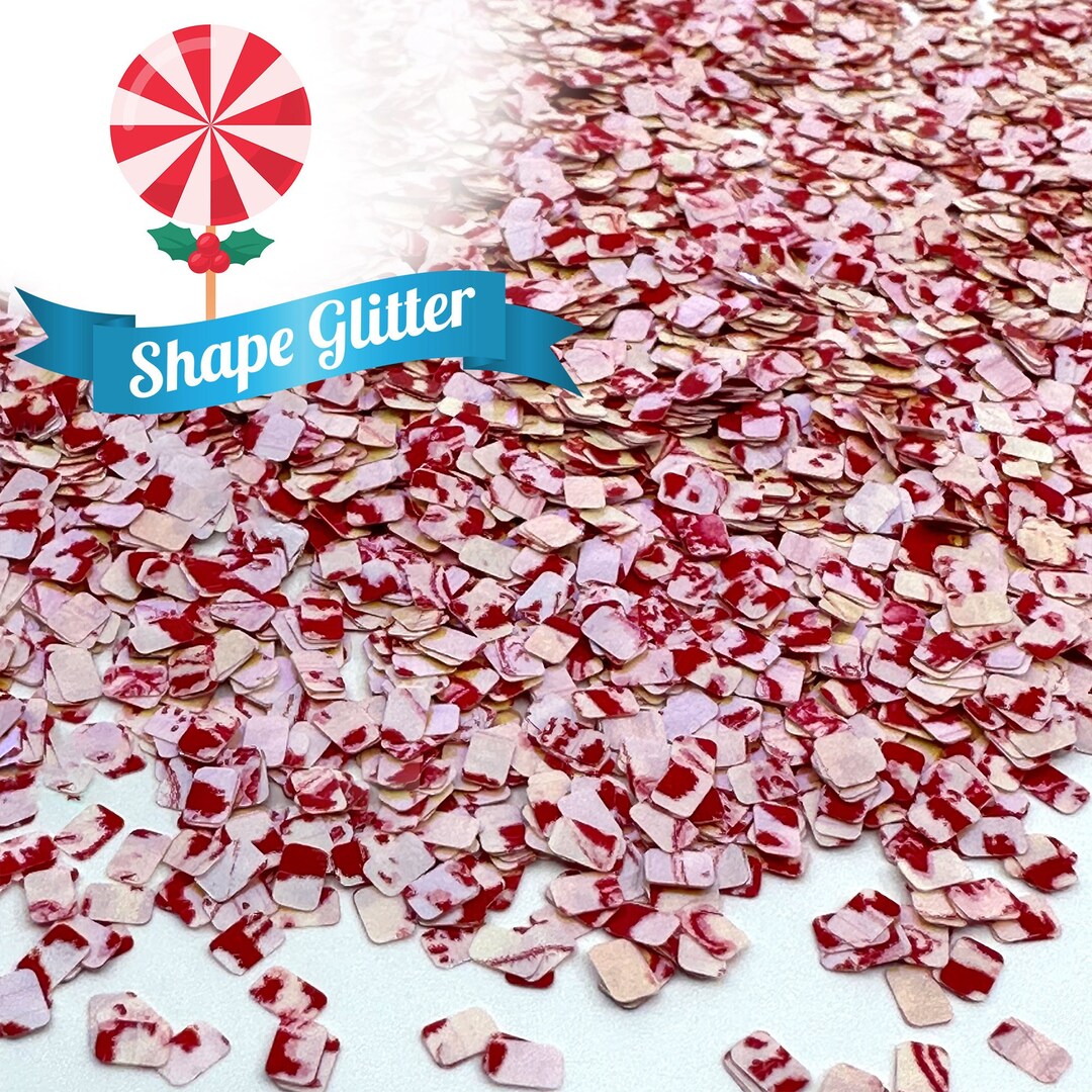 Peppermint Bark Glitter, Christmas Candy Cane Peppermint Solvent Resistant Glitter for Tumblers
