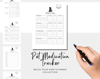 Pet Medication Planner Page  | Build Your Own Collection | PDF (for dog, puppy, cat, kitten)