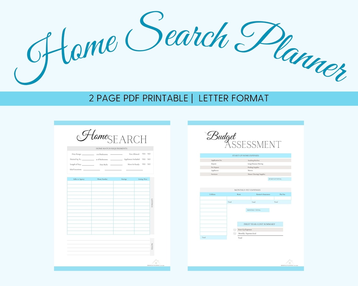 Home Search Planner PDF Printable for house apartment Etsy