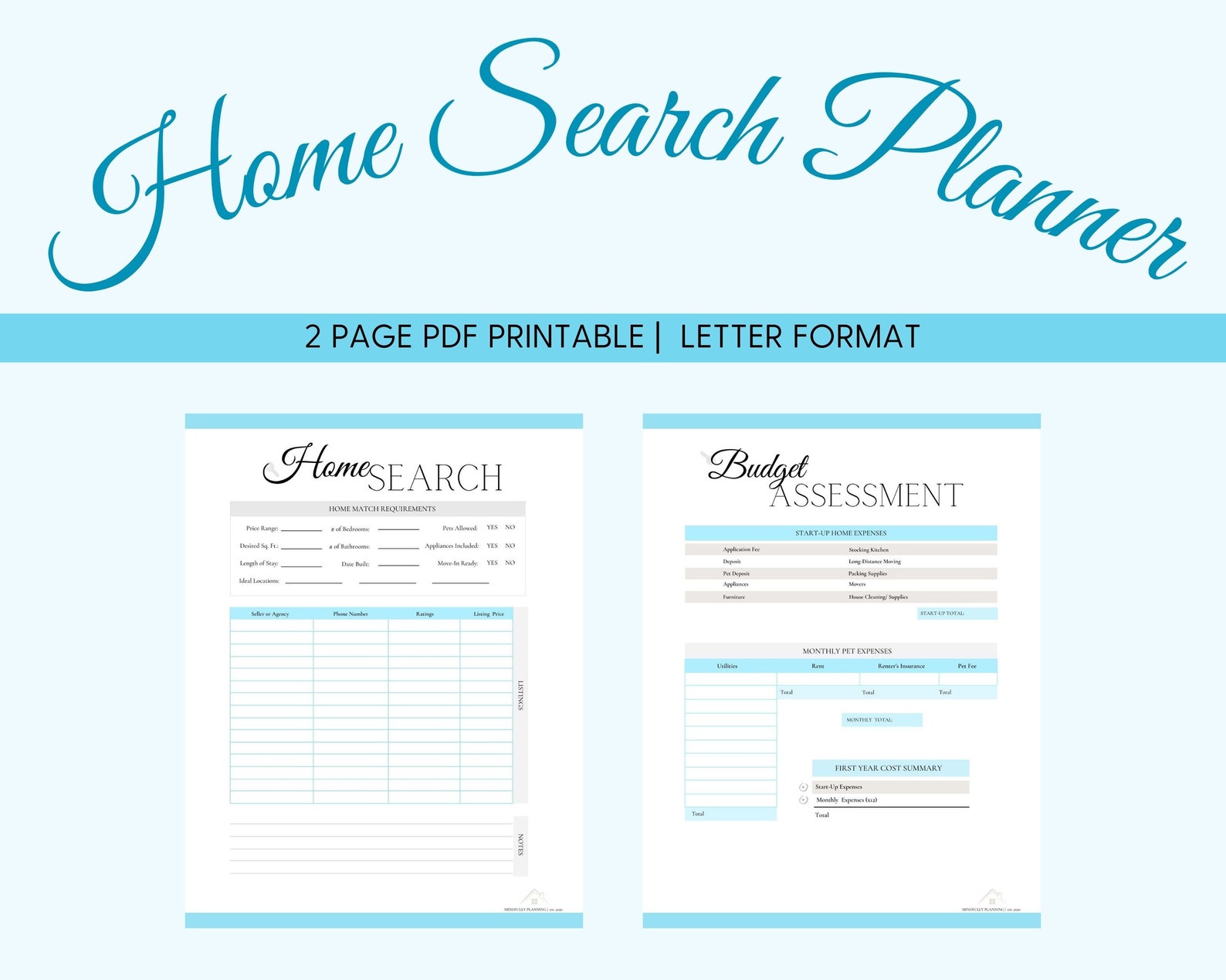 Home Search Planner PDF Printable for house apartment Etsy