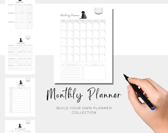Pet Monthly Planner Page | Build Your Own Planner Collection | PDF (for dog, puppy, cat, kitten)