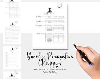 Puppy Yearly Prevention Planner Pages  | Build Your Own Collection | PDF (for dog, puppy)